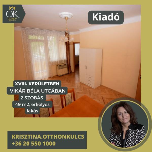 kiadó téglalakás, Budapest, XVIII. kerület